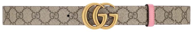 Gucci GG Marmont Reversible Belt Beige EbonyButterfly Pink