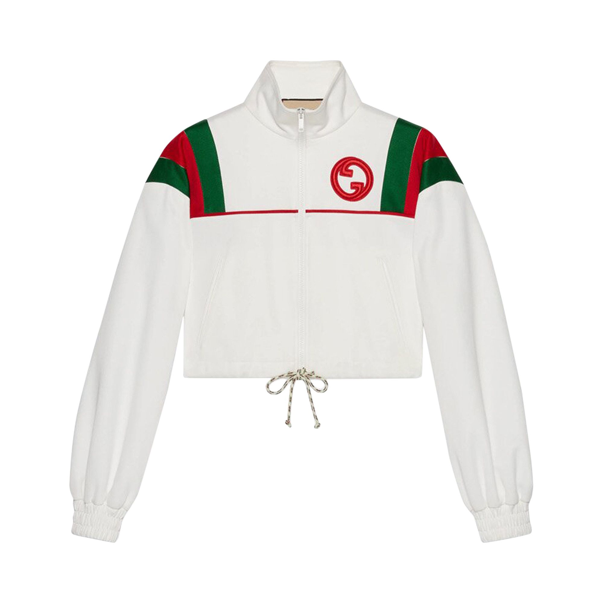 GUCCI｜JACKETS (738914 XJFJE 9088) Buy Gucci Jersey Zip Jacket With Web Stripe 'White' - 738914