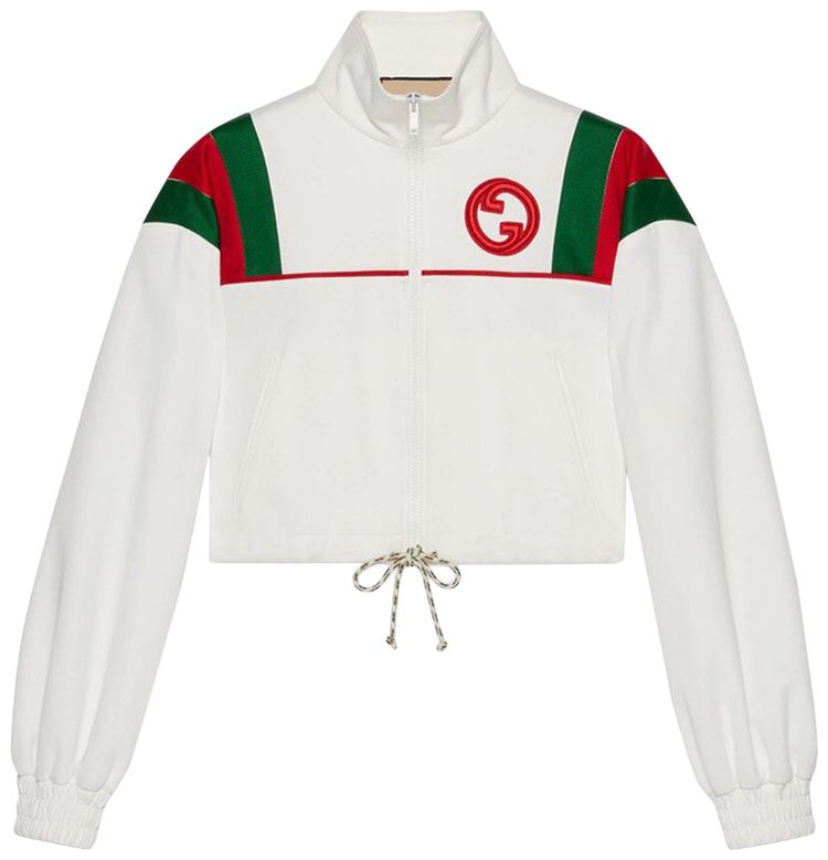 Gucci Jersey Zip Jacket With Web Stripe White