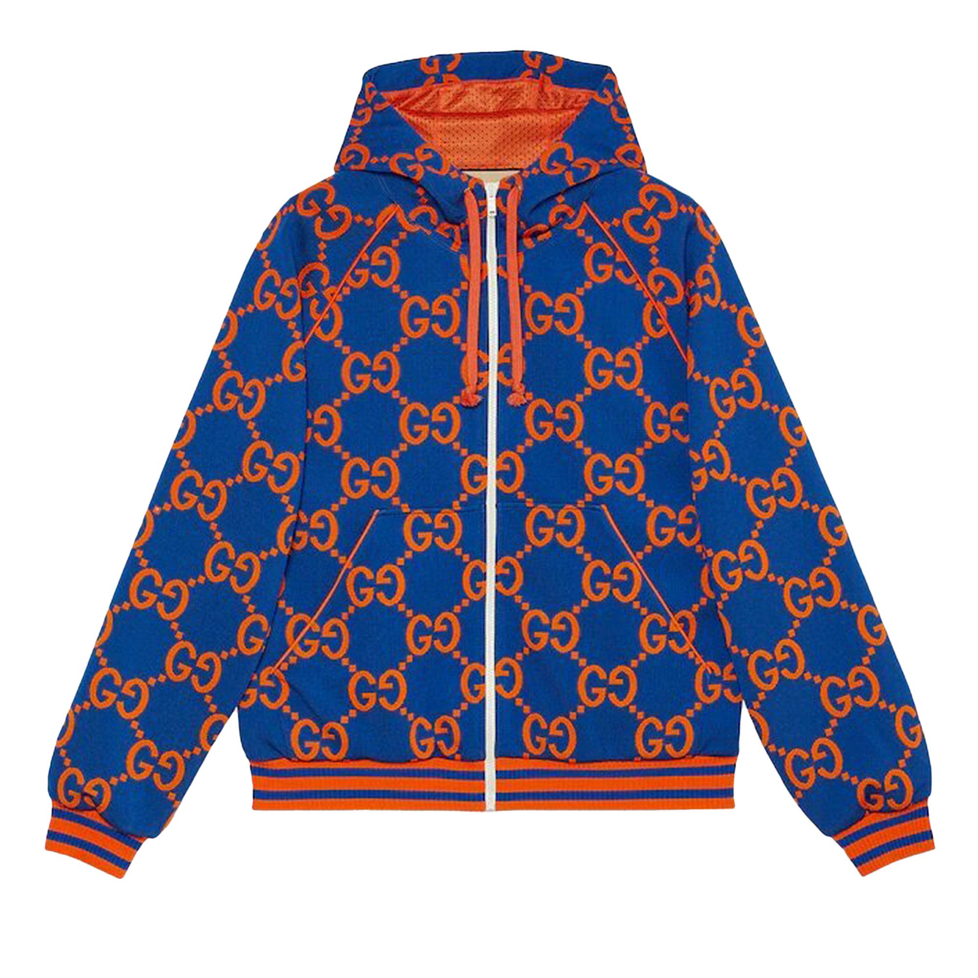 Size s Gucci GG Jacquard Zip Jacket Blue Orange