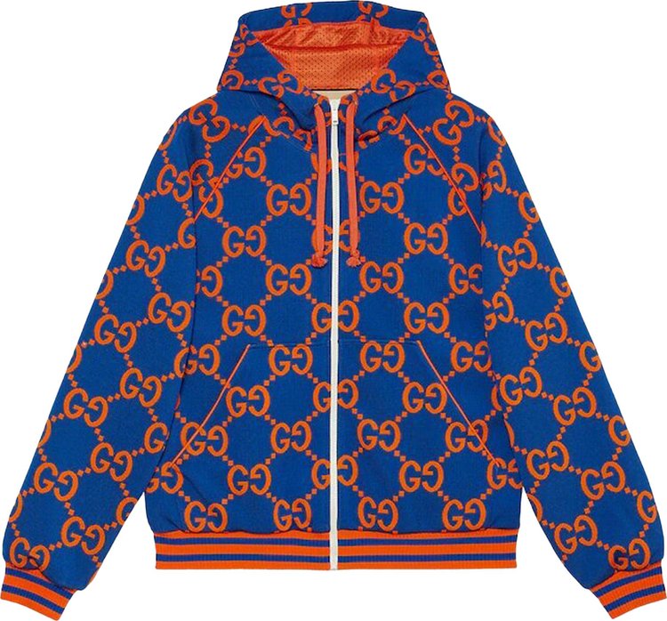 Gucci GG Jacquard Zip Jacket 'Blue/Orange'
