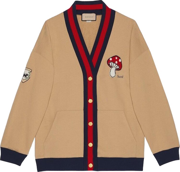 Gucci Embroidered Jersey Cardigan 'Camel'