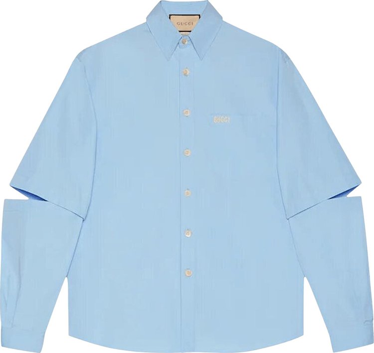 Gucci Embroidery Poplin Shirt Sky Blue