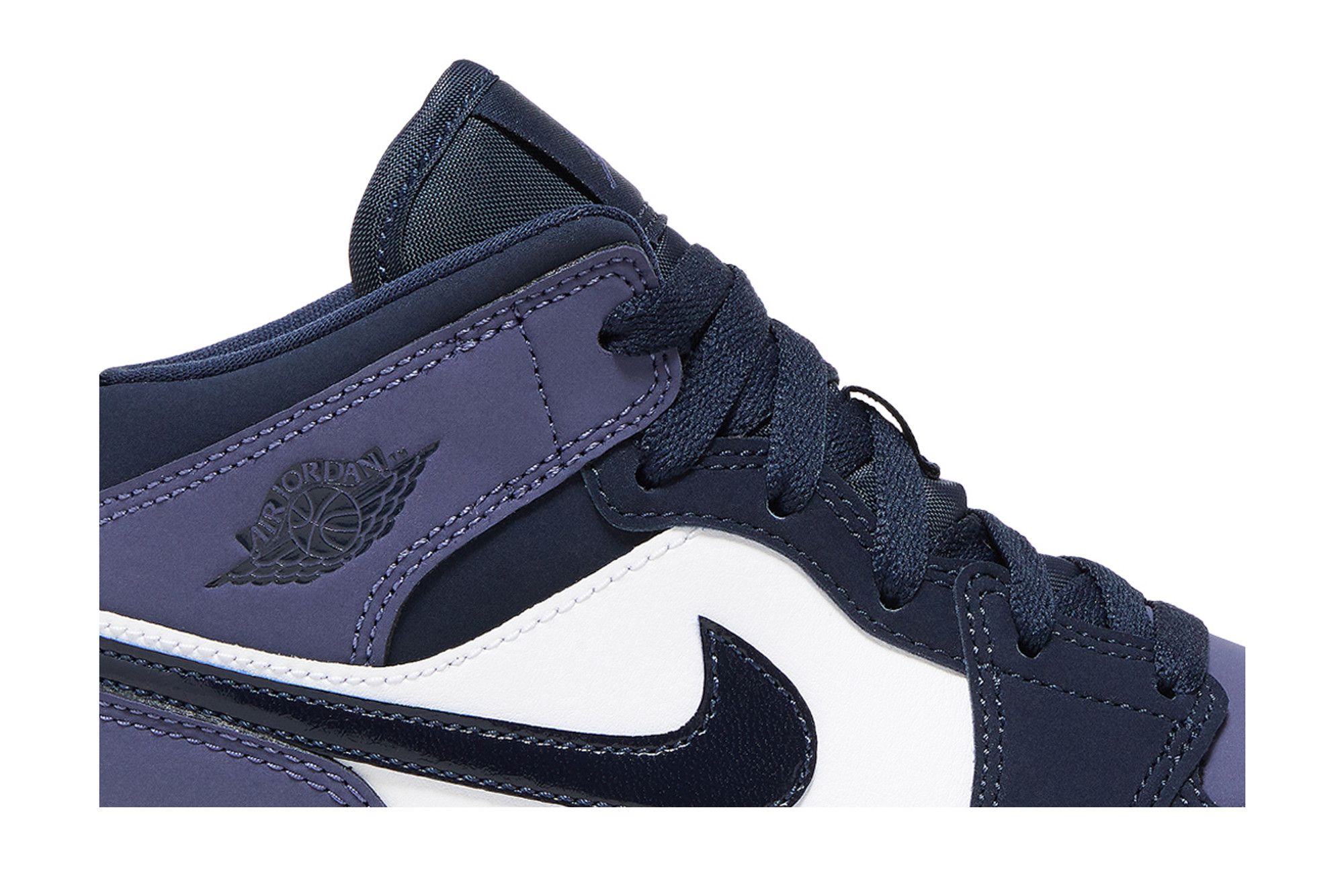 Jordan 1 mid obsidian sanded purple top