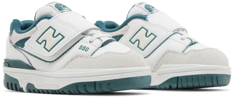 New Balance 550 Bungee Lace Top Strap Toddler White Vintage Teal