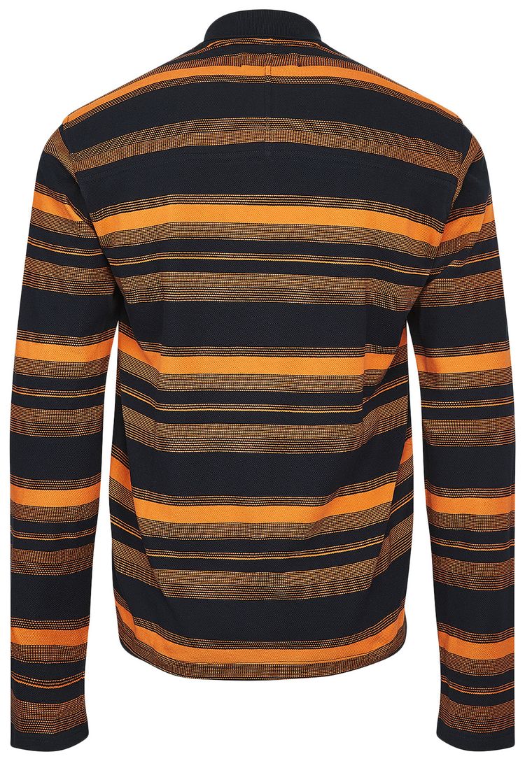 Martine Rose Long Sleeve Pulled Neck Polo OrangeNavy Stripe