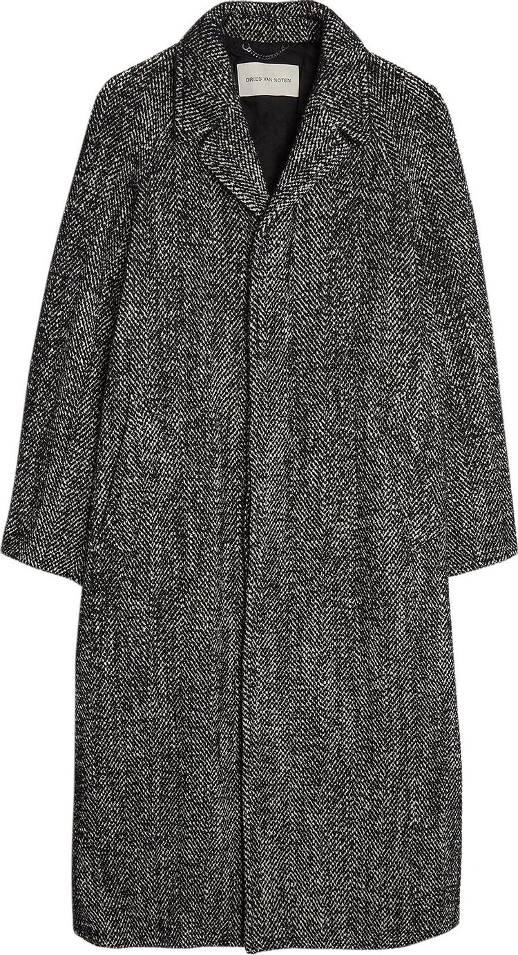 Dries Van Noten Tweed Alpaca Coat 'Black'