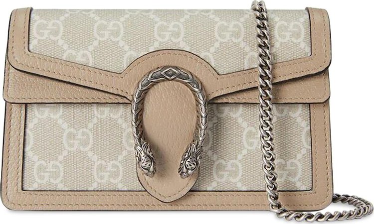 Dionysus mini chain wallet in beige and white GG Supreme