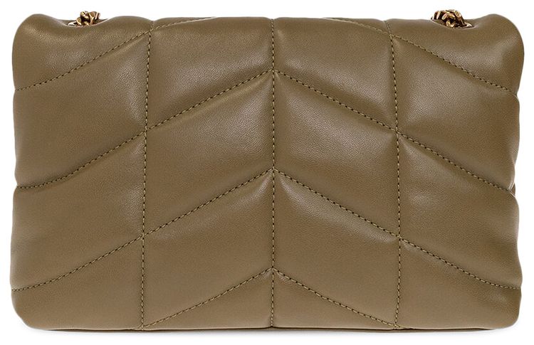 Saint Laurent Puffer Toy Bag In Quilted Hazel Green
