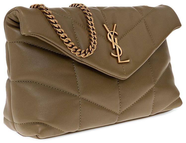 Saint Laurent Puffer Toy Bag In Quilted Hazel Green