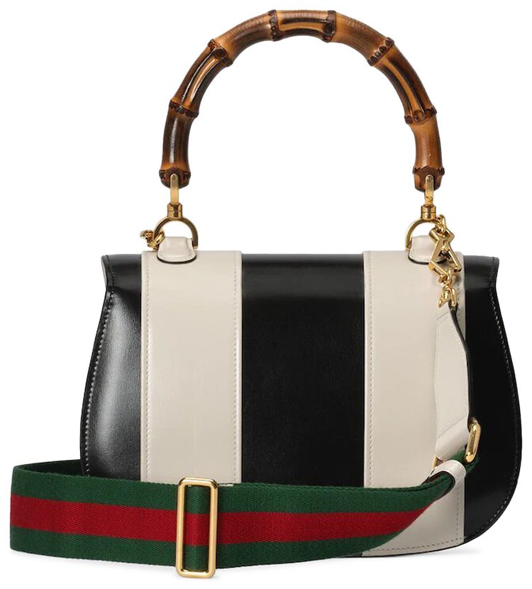 Gucci Bamboo 1947 Medium Top Handle Bag BlackWhite