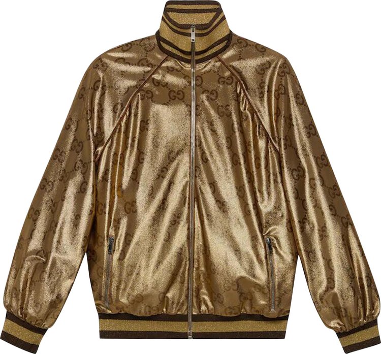 Gucci Maxi GG Sparkling Jersey Zip Jacket 'Camel Gold/Multicolor'