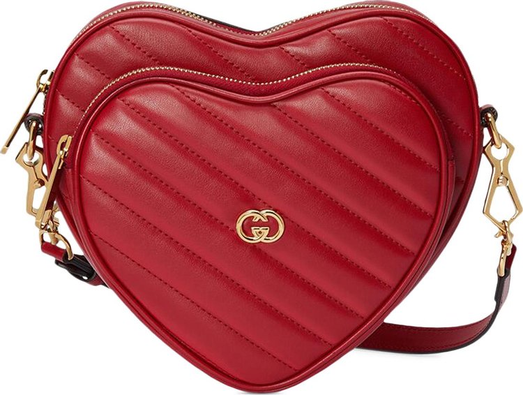 Gucci Interlocking G Mini Heart Shoulder Bag 'Hibiscus Red'
