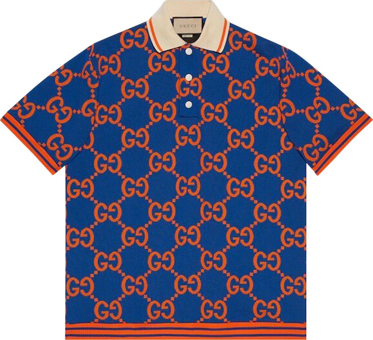 Gucci GG Jacquard Polo T-Shirt 'Blue/Orange'