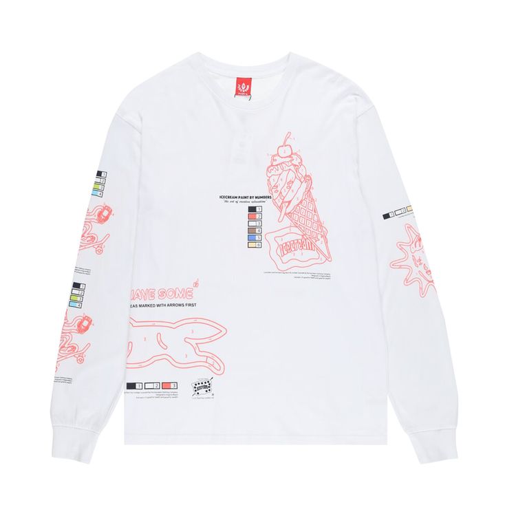Icecream Follow The Numbers Long Sleeve T Shirt White