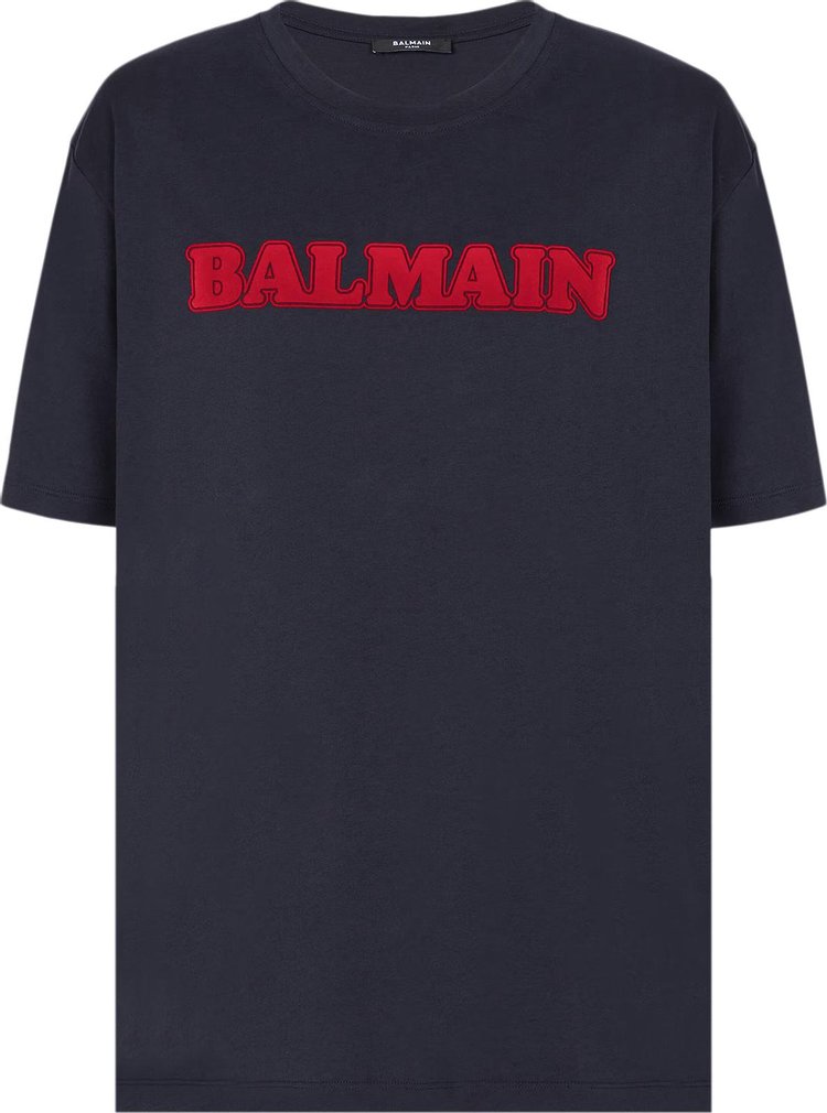Balmain Retro Flock T-Shirt 'Marine/Rouge'