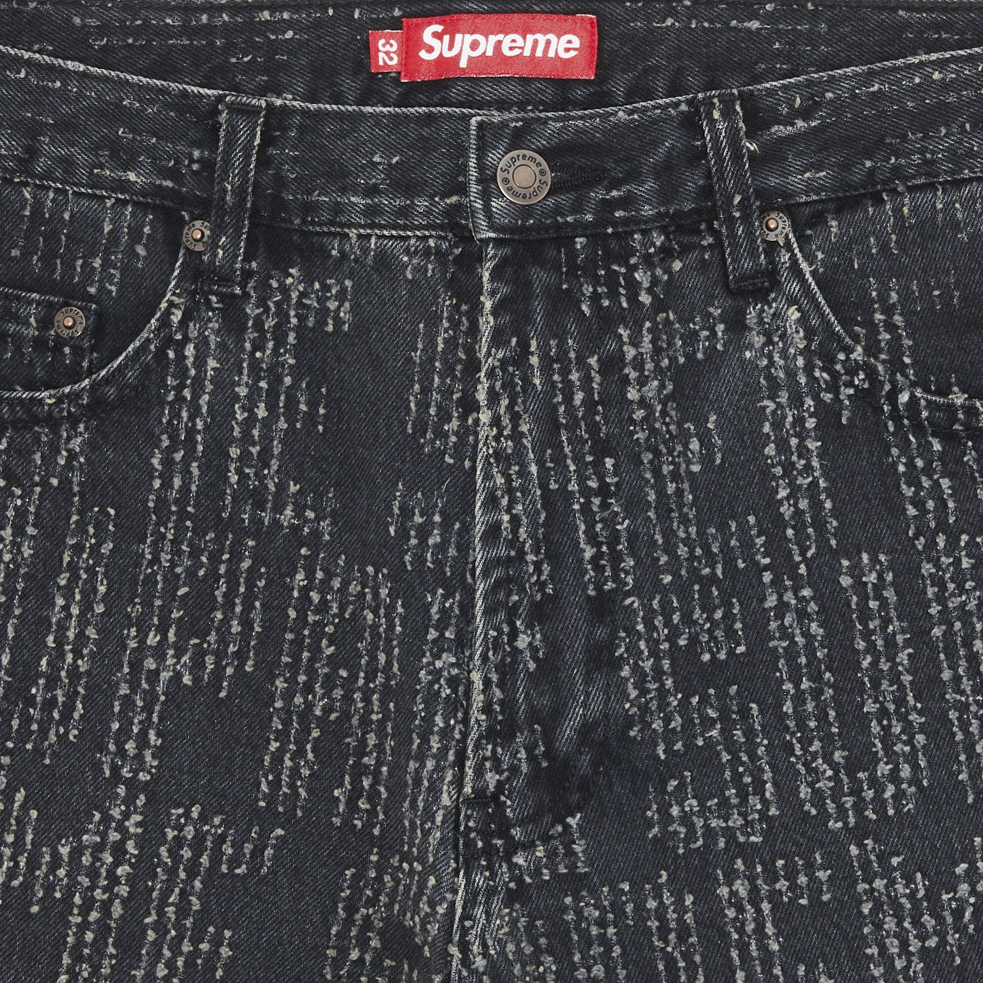 Buy Supreme Needle Punch Regular Jean 'Washed Black Buy Supreme Needle Punch Regular Jean 'Washed Black