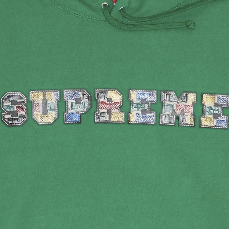 Supreme Collegiate Patchwork Leather Hooded Sweatshirt Green
