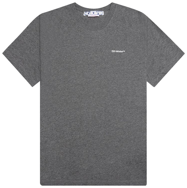 Off White Wave Outline Diag Slim Short Sleeve Tee Melange Grey