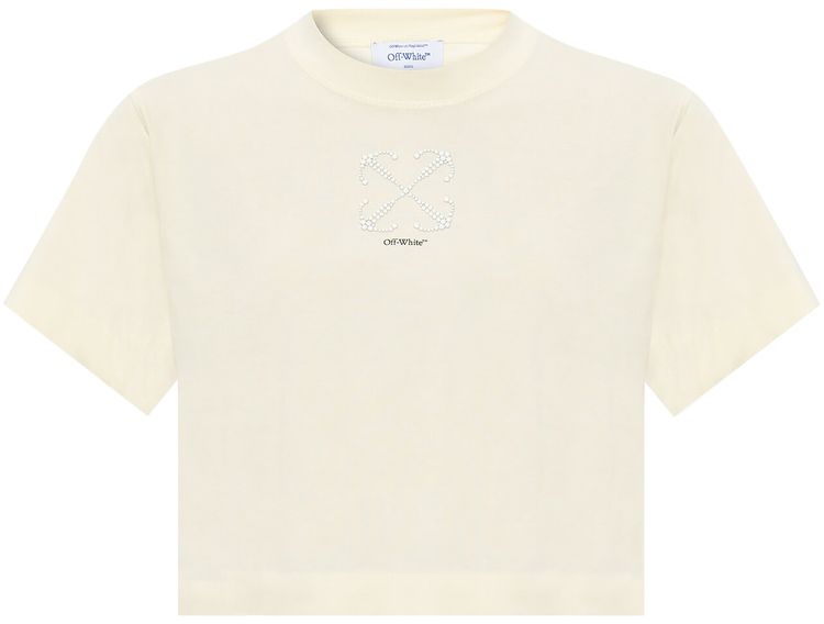 Off White Small Arrow Pearls Crop Tee BeigeBlack