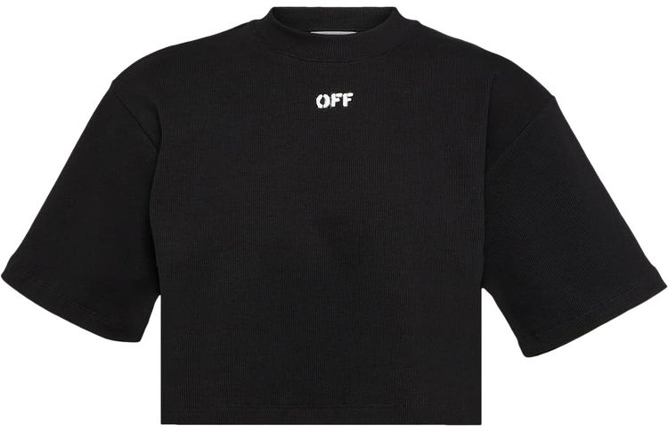 Off White Off Stamp Rib Crop Tee BlackWhite