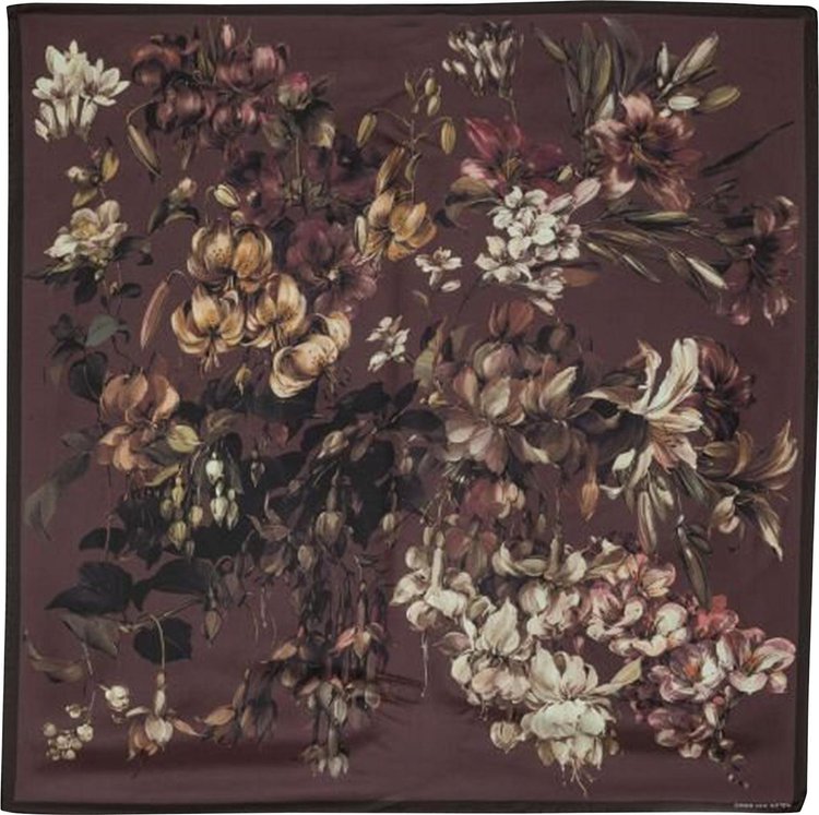 Dries Van Noten Floral Silk Foulard 'Brown'