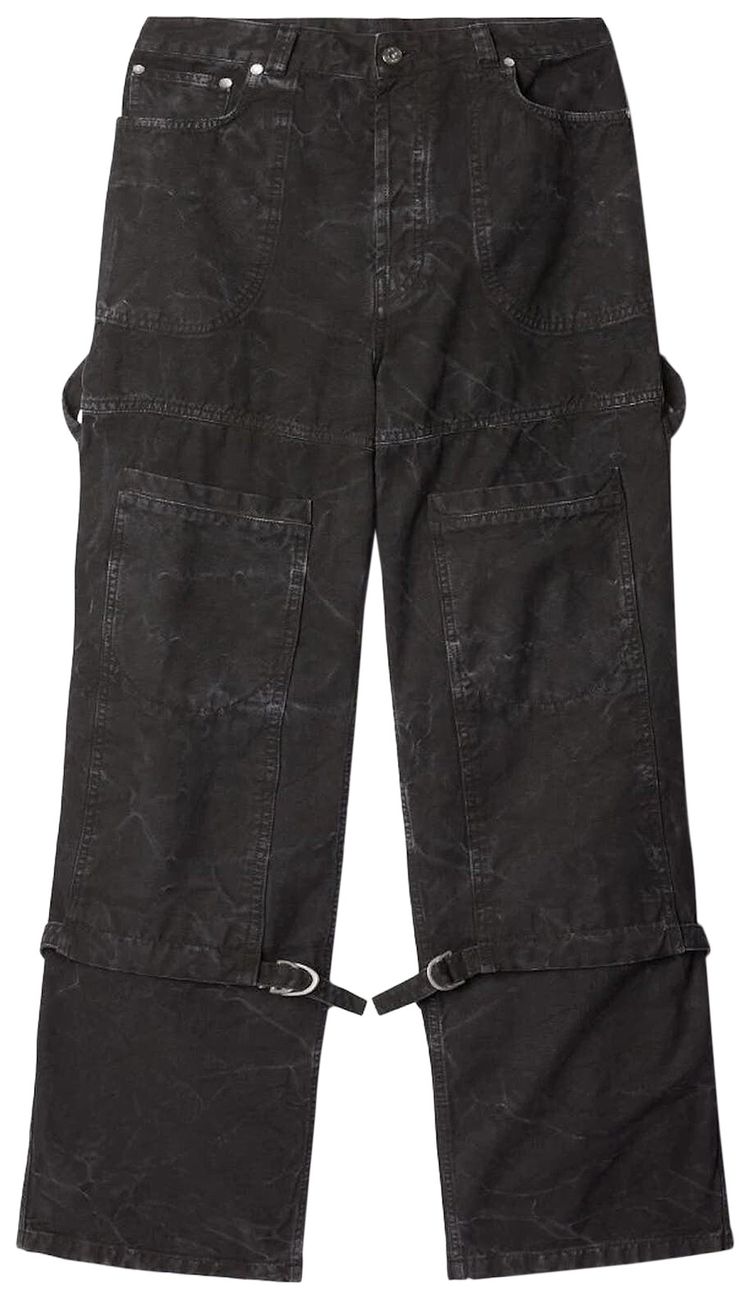 Off White Garment Dyed Carpenter Pants Black