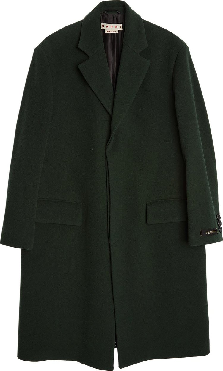 Marni Soft Wool Felt 3 Button Long Coat 'Spherical Green'