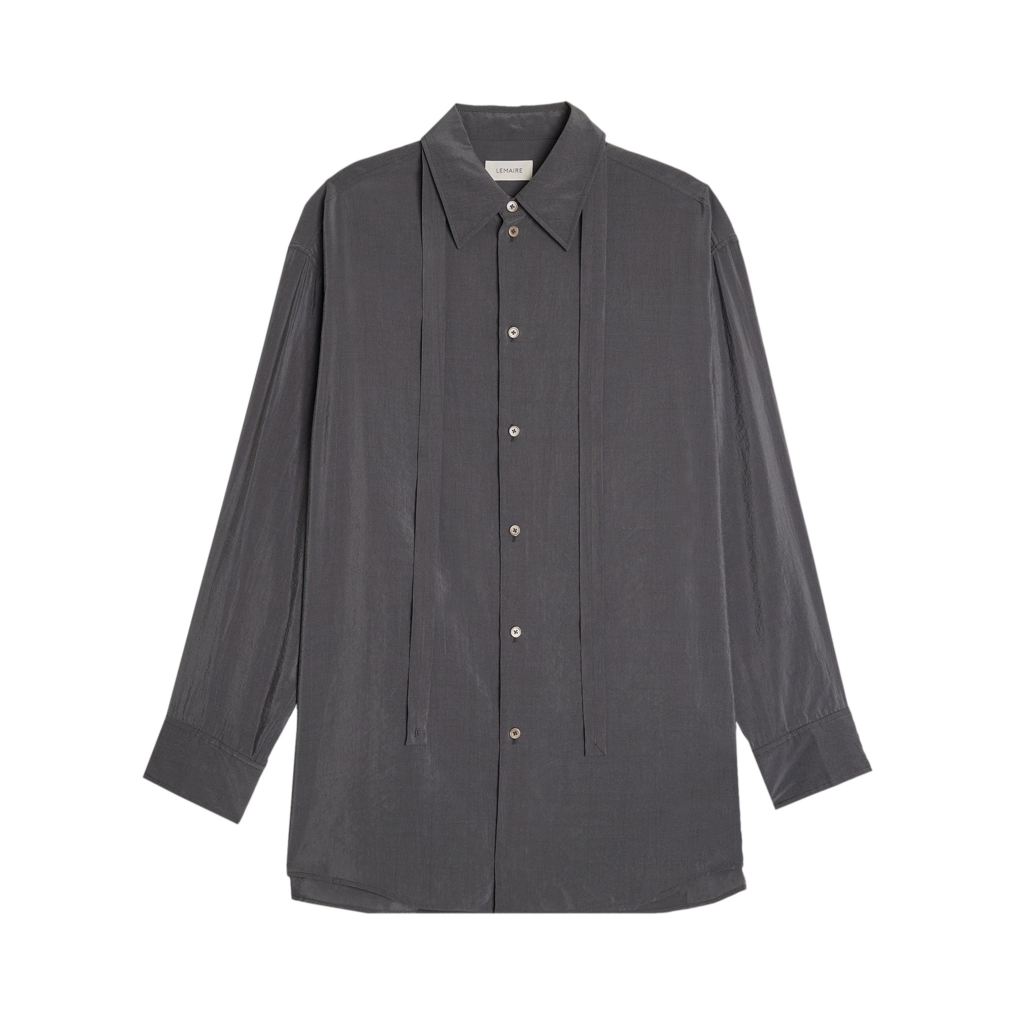 Buy Lemaire Long Shirt with Tie 'Asphalt' - SH1051 LF208 BK991 | GOAT