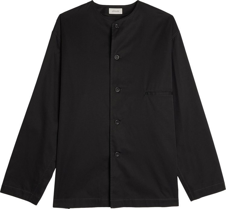 Lemaire Collarless Relaxed Shirt 'Black'