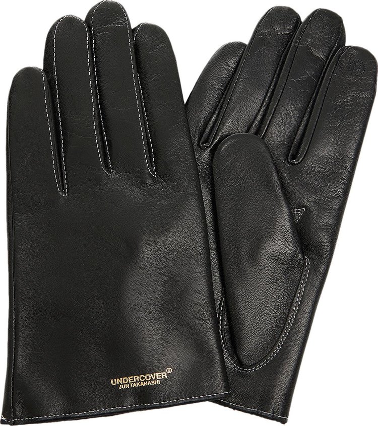 Undercover Logo Leather Gloves 'Black'