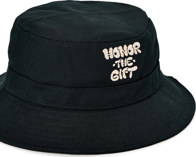 Honor The Gift Script Bucket Hat Black