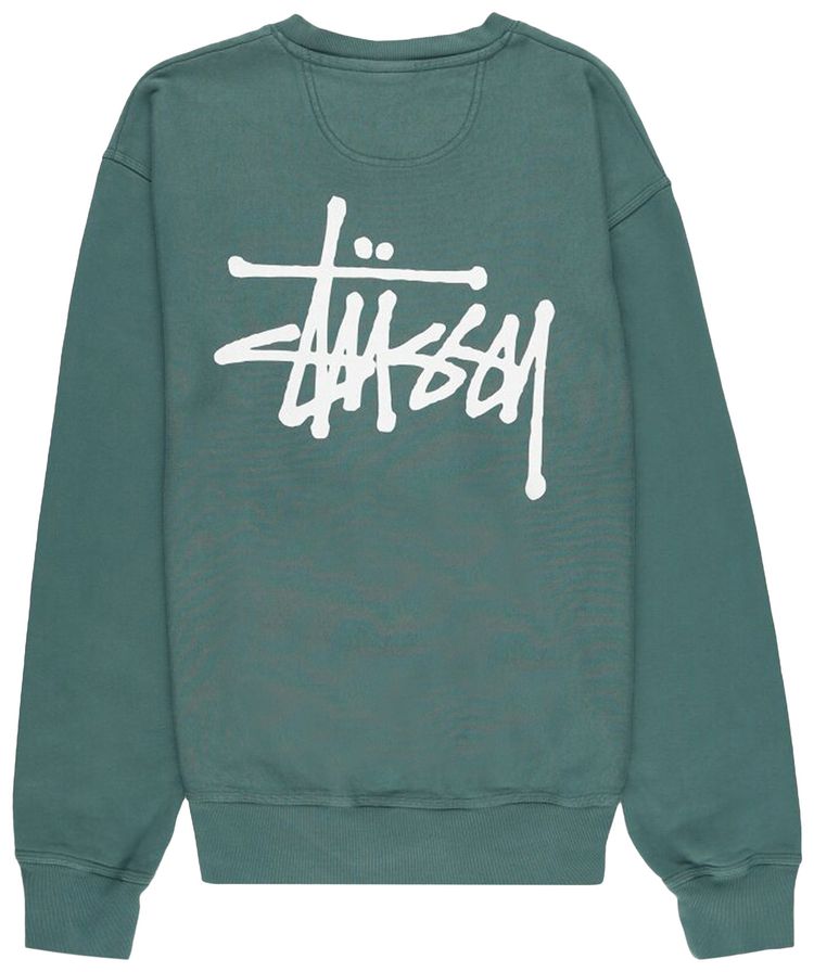 Stussy Basic Pigment Dyed Crewneck T Shirt Forest