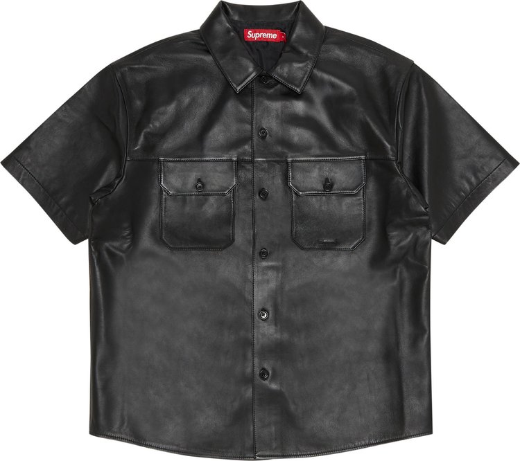 Supreme Short-Sleeve Leather Work Shirt 'Black'