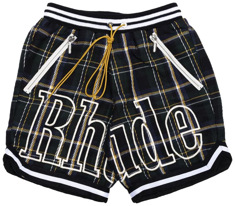 Rhude Flannel Court Logo Short Multicolor Green