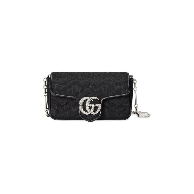 Gucci GG Marmont Belt Bag 'Black/Black/Crystal'