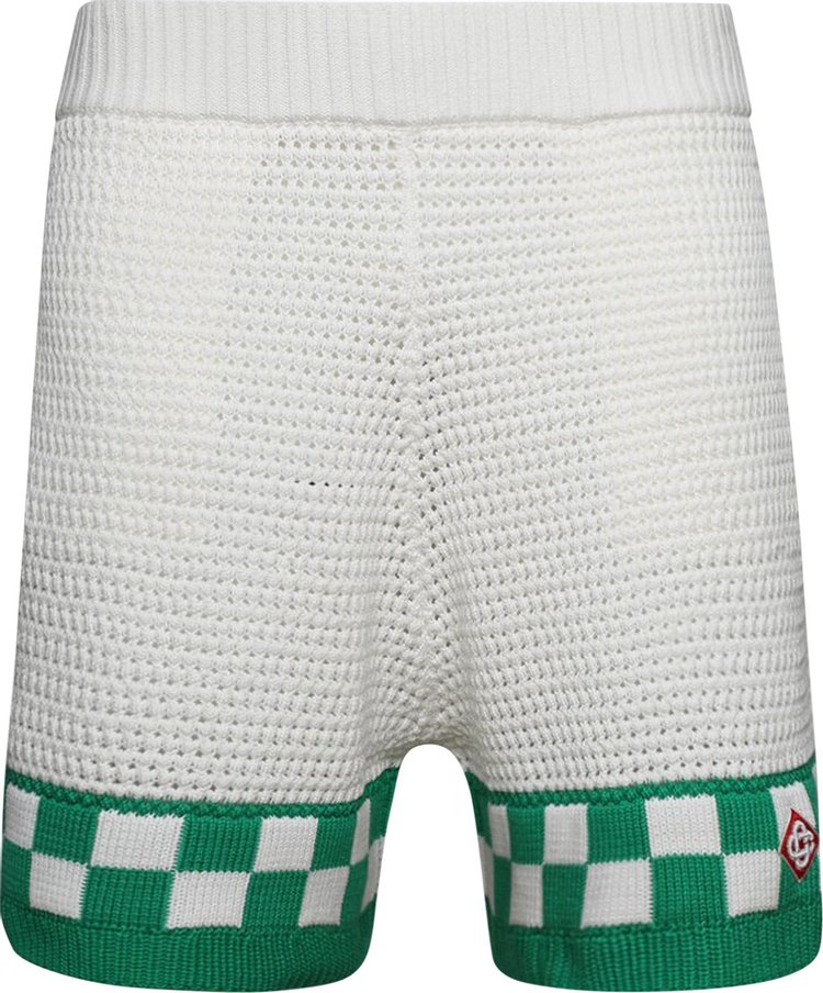 Casablanca Faux Crochet Shorts WhiteGreen