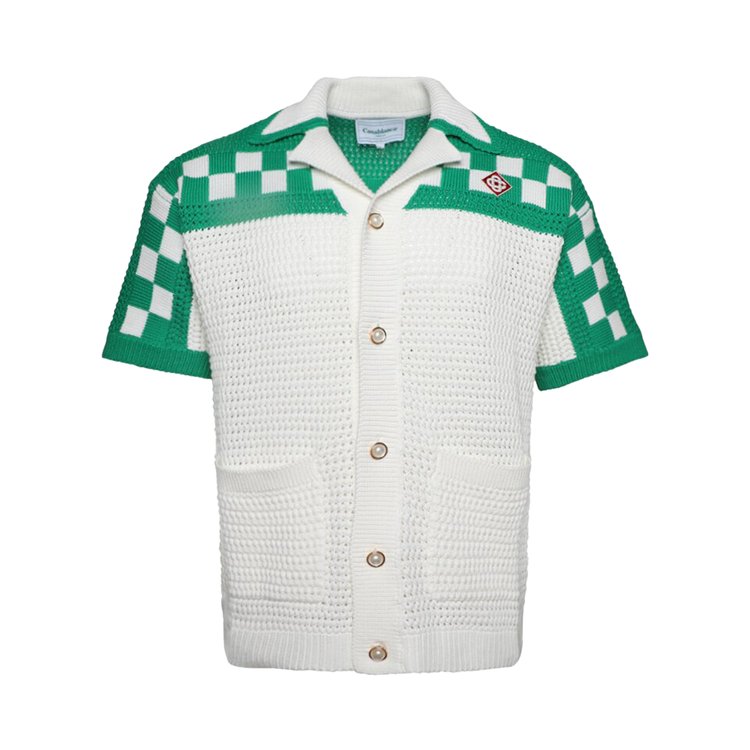 Casablanca Faux Crochet Shirt 'White/Green'