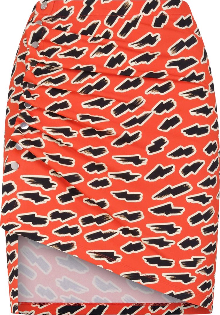 Paco Rabanne Graphic Print Asymmetric Skirt 'Red Flash'