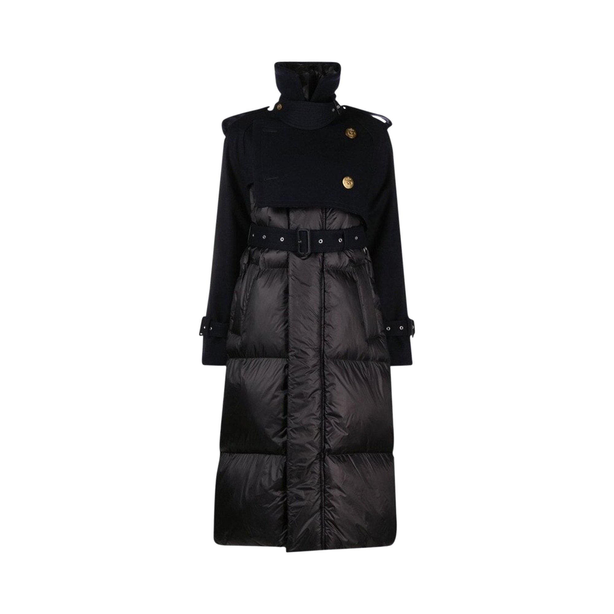 Buy Sacai Wool Melton Padded Coat 'Black' - 23 06866 001 | GOAT IT