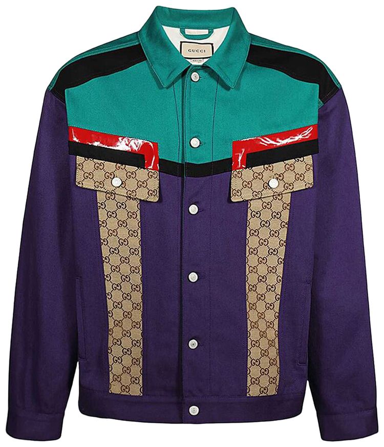 Gucci GG Supreme Colour Block Jacket Grape Purple