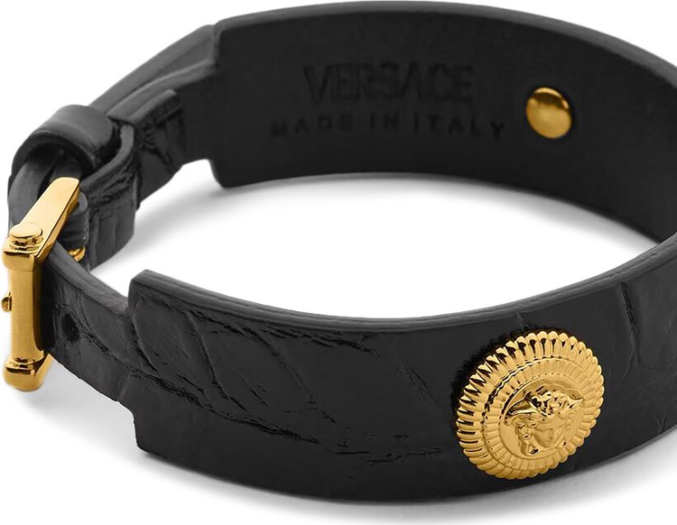 Versace Calf Leather Bracelet BlackVersace Gold