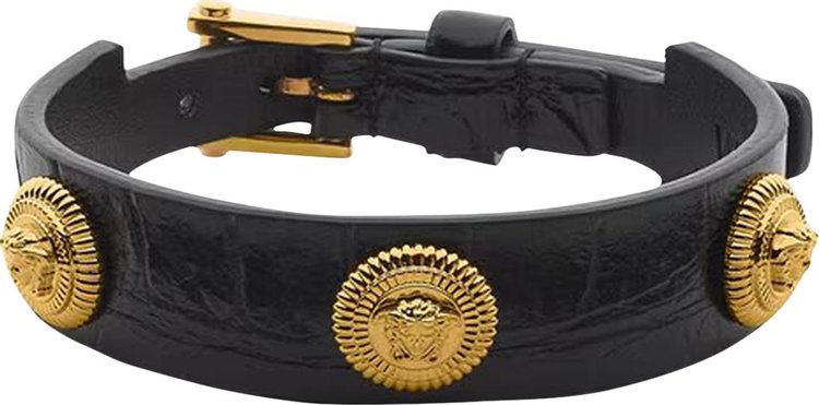 Versace Calf Leather Bracelet 'Black/Versace Gold'