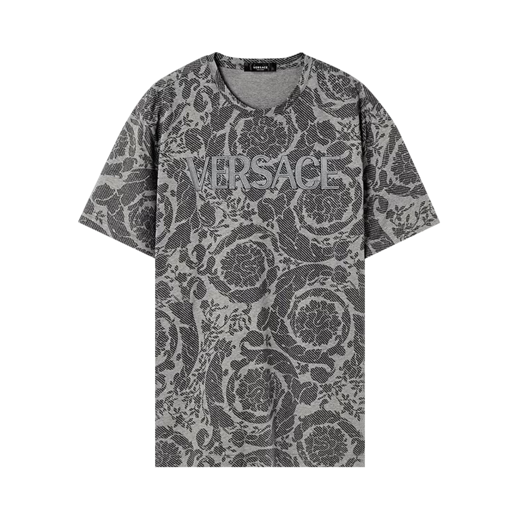 Versace Baroque Print Compact T-Shirt 'Medium Grey Melange/Black'