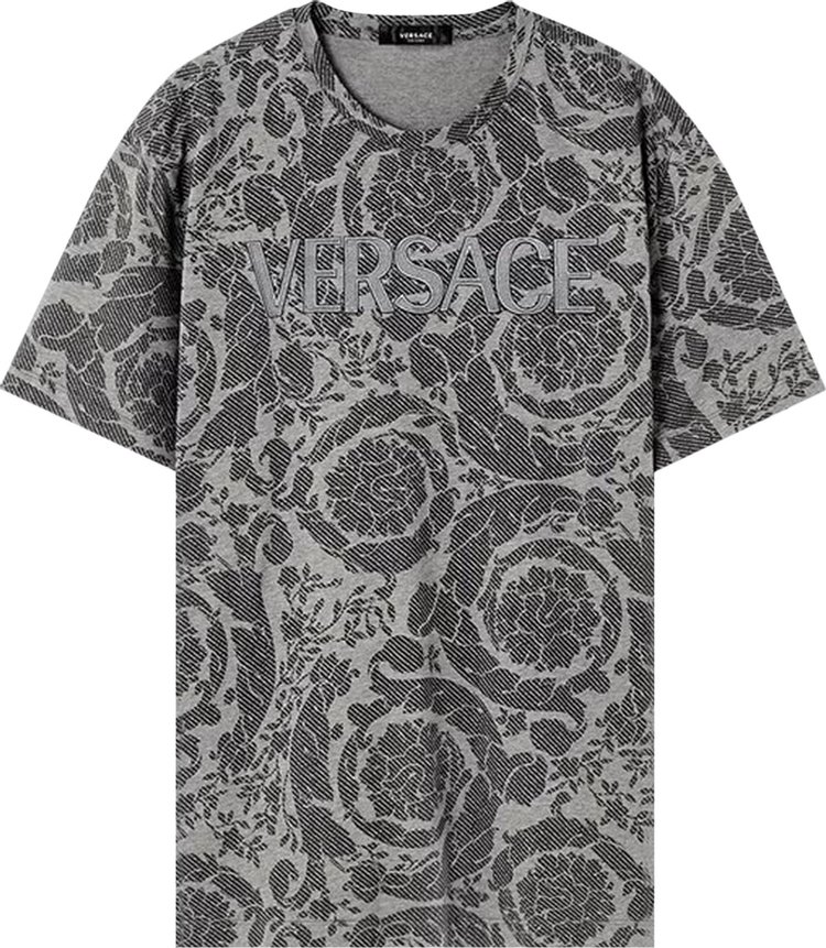 Versace Baroque Print Compact T-Shirt 'Medium Grey Melange/Black'