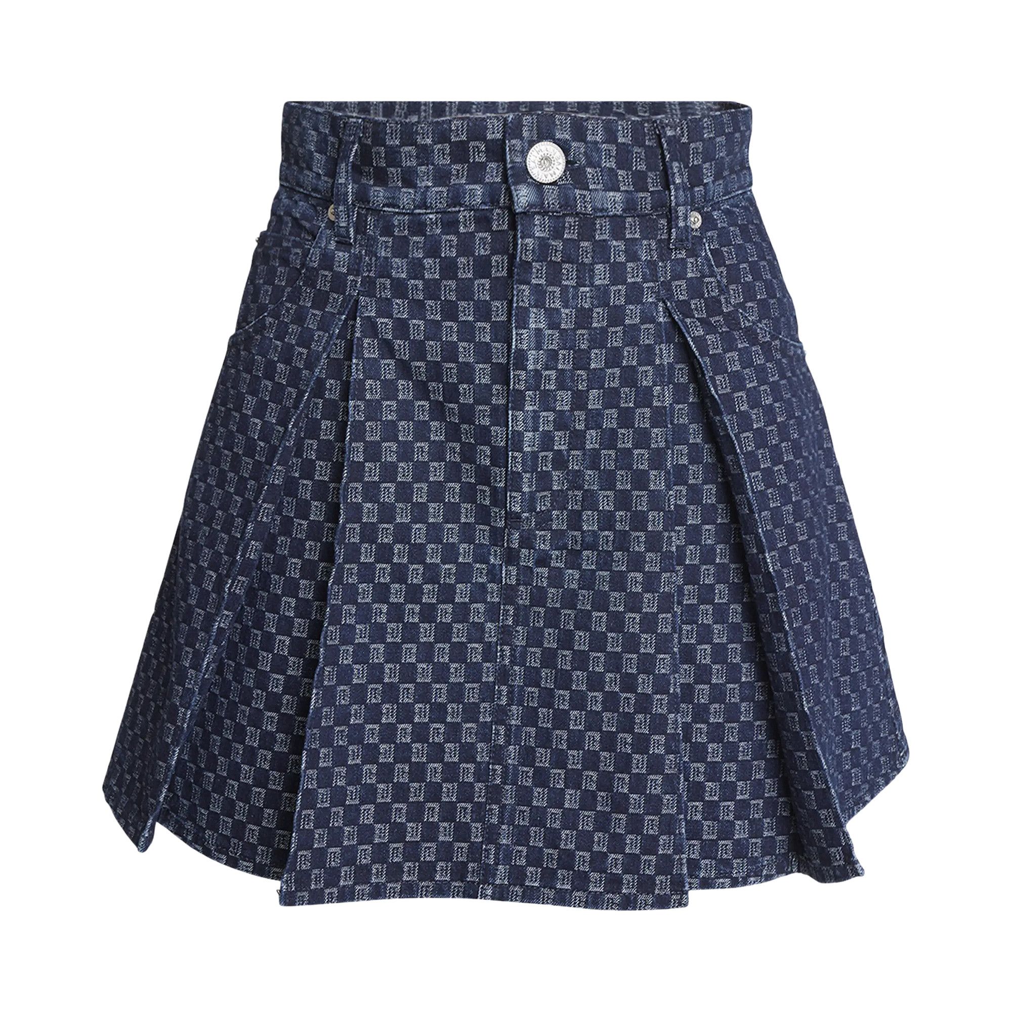 ミニスカート BALMAIN Women Mini Skirts BF0LB902 DD80 SHZ BLEU JEAN BLUE Buy Balmain Mini Monogram Denim Short Flare Skirt 'Blue