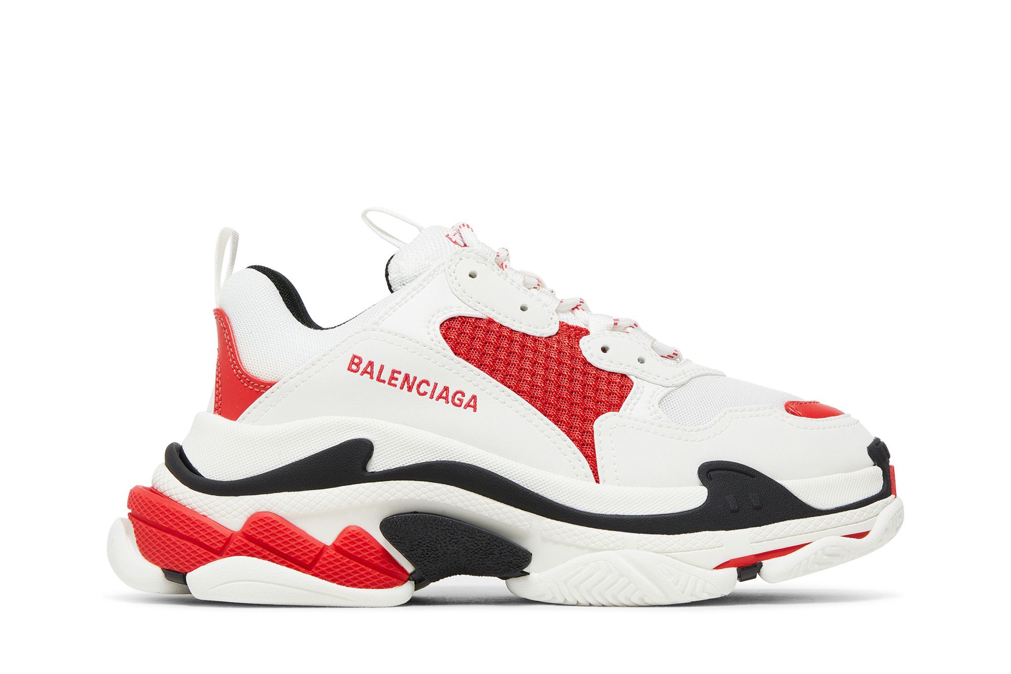 Size 6.0 Balenciaga Wmns Triple S Sneaker White Red Black