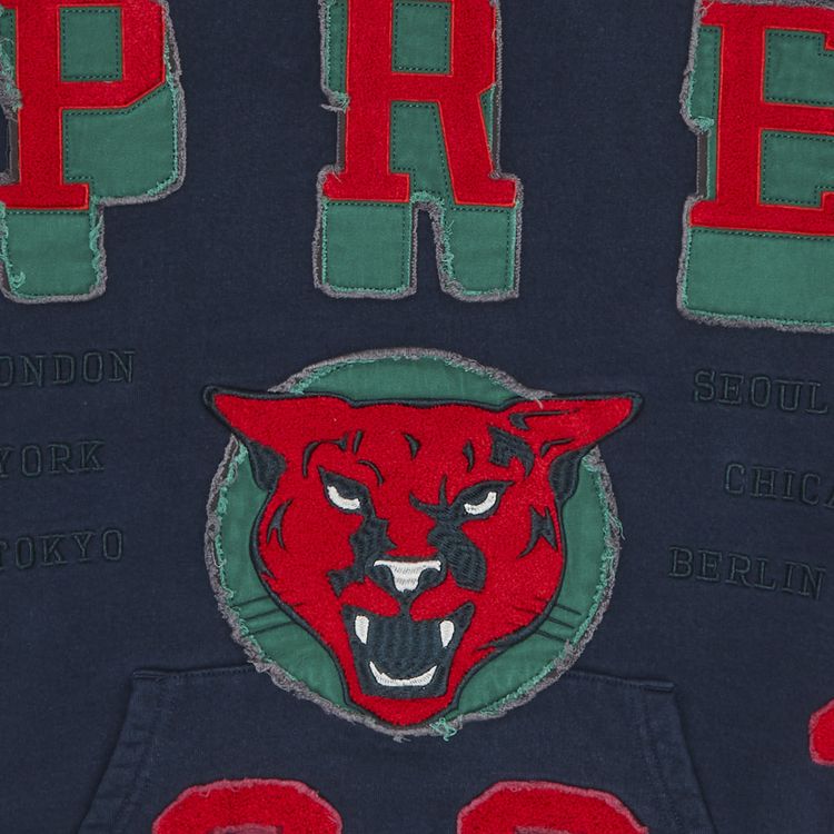 Supreme Washed Panther Hooded Sweatshirt Navy