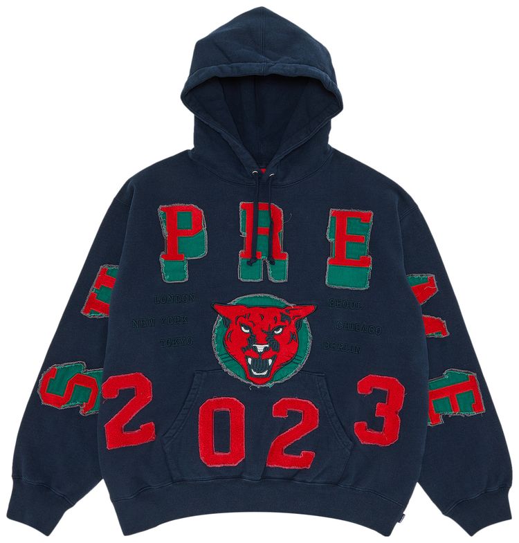 Supreme Washed Panther Hooded Sweatshirt Navy