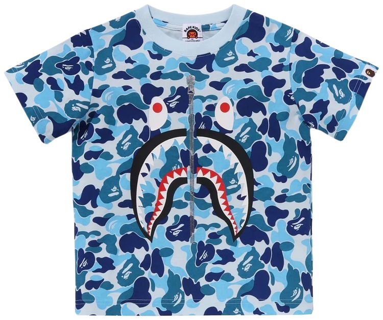 BAPE Kids ABC Camo Shark Tee Blue